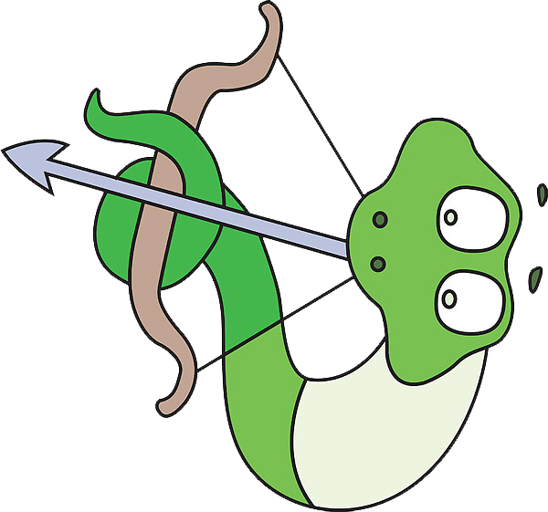 Cartoon snake with an archery bow